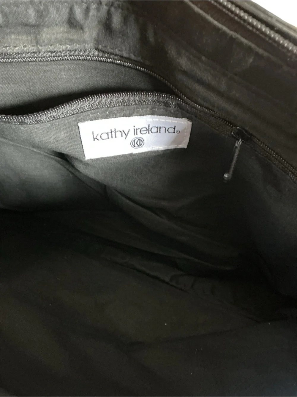 kathy ireland Black Patent Tote with Tan Accent Strap